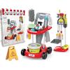 Teorema Giocattoli, Carrello per Bambini con Stand Porta Attrezzi, Set Pulizie Completo con Aspirapolvere Giocattolo a Batteria Funzionante, Scopa, Mocio e Tanti Accessori, Gioco di Imitazione, 58cm