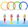 XBAIPIN Set Giocattoli subacquei 8 Pezzi: 4 Anelli da Immersione + | 4 sirene luminose in ABS (blu, arancione, giallo, verde) - Perfetto per allenamento in piscina e divertimento in acqua