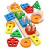 Joozmui Puzzle in Legno Montessori 1 2 3 Anni, attività in Legno Colorato e Giochi per Lo Sviluppo, Giocattoli Montessori per Bambini di 1 Anno (A)