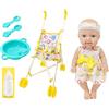 Generico Bambola per bambini con passeggino - Set da gioco in ABS | Set passeggino per bambole da 10 pollici con per l'alimentazione per bambini Ragazzi Ragazze Età 3 Plus Gioco