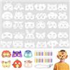 Toivize 32 Pezzi Maschere Animali per Bambini, Maschere Bambini da Colorare con 32 Cavo Elastico e 24 Matite Colorate per Halloween, Natale, Spettacoli Teatrali, Feste a Tema, Carnevale