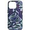 Vintage Revisited Press Custodia per iPhone 16 Pro Motivo Art Deco floreale viola e blu