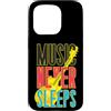 Retro Music Design Custodia per iPhone 15 Pro Music Never Sleeps - Basso retrò anni '80