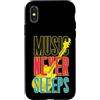 Retro Music Design Custodia per iPhone X/XS Music Never Sleeps - Basso retrò anni '80