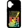 Retro Music Design Custodia per iPhone 16 Music Never Sleeps - Basso retrò anni '80