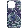 Vintage Revisited Press Custodia per iPhone 13 Pro Motivo Art Deco floreale viola e blu
