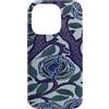 Vintage Revisited Press Custodia per iPhone 14 Pro Motivo Art Deco floreale viola e blu