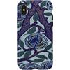 Vintage Revisited Press Custodia per iPhone X/XS Motivo Art Deco floreale viola e blu