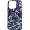 Vintage Revisited Press Custodia per iPhone 15 Pro Max Motivo Art Deco floreale viola e blu