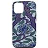 Vintage Revisited Press Custodia per iPhone 12/12 Pro Motivo Art Deco floreale viola e blu