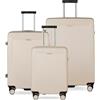 bugatti Linea Set di valigie rigide 3 pezzi S, M e L - Valigie da viaggio in policarbonato, robuste - Beige