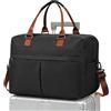 WEPLAN Borsone da Viaggio Donna Bagaglio a Mano 40x30x20 Ryanair Wizzair Borsa da Viaggio Donna Uomo Borsone Palestra con Spazio Espandibile Travel Bag Borsa Sportiva Weekend,D05-Nero Marrone