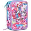 Mitama Astuccio Triplo Rainbow c/Spinny pen, Accessori Scuola Elementare, 47 pezzi, Portapenne con colori, 3 Scomparti, Bambini e bambine, multicolore