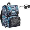 Seven Zaino Sdoppiabile, Handwritten, Turchese, Doppio Scomparto, Scuola & Viaggio + Occhiali da Sole con Custodia