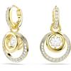 Swarovski Orecchini pendenti Hyperbola, Taglio Round, Bianchi, Placcato color oro