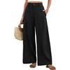 Fashora Pantaloni Lino Donna Estivi Gamba Larga Pantaloni Elastico in Vita Leggeri Traspiranti Pantaloni Casual Comodi Palazzo con Tasche e Bottoni (Beige, XL)