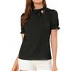 Allegra K Donna Camicie Collo Farfalla Elegante Camicetta Maniche Corte Ufficio Nero S
