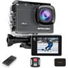 Apexcam M90 Action Cam 4K 60FPS 64MP WiFi EIS Sport Camera Touchscreen Fotocamera Subacquea 40m Impermeabile 8X Zoom 2,4G Telecomando 2x1350 mAh Batterie Set di Accessori