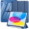 MoKo Custodia per iPad (A16) 11 Gen 11 Pollici (2025), Custodia per iPad 10 Gen (2022) con Portapenna Sinistro, Cover Sottile a Tre Ante per iPad-11 Pollici con Retro in TPU Trasparente, Blu Marino