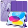 MoKo Custodia per iPad (A16) 11 Gen 11 Pollici (2025), Custodia per iPad 10 Gen (2022) con Portapenna Sinistro, Cover Sottile a Tre Ante per iPad-11 Pollici con Retro in TPU Trasparente,Viola Profondo