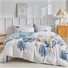 Lekesky Copripiumino per letto da 180, copripiumino 240 x 260 cm con motivo in microfibra acquerello, 3 pezzi, composto da 1 copripiumino 240 x 260 cm + 2 federe 65 x 65 cm, blu foglia di palma