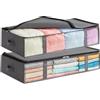 Lifewit Contenitori Sottoletto, Scatole Vestiti con Finestra Frontale Trasparente, Organizer per Armadi e Contenitori per Asciugamani, Vestiti, Coperte, Grigio, 90 L, 2 Pezzi