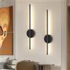Dehobo Applique da Parete Interno LED Ricaricabile 2 PCS - Lampada Comodino Con Interruttore/Telecomando Nero 60CM - Lampada da Parete Dimmable 3 Temp. Color per Camera da Letto, Soggiorno, Scale