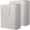 Lifewit Cesto Portabiancheria, Grande Cesta Portabiancheria Pieghevole con Manici Allungati, Portabiancheria Sporca, Laundry Basket per Vestiti, Asciugamani, Coperte, Grigio, 125 L, Set di 2