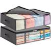 Lifewit Contenitori Sottoletto, Scatole Vestiti con Finestra Frontale Trasparente, Organizer per Armadi e Contenitori per Asciugamani, Vestiti, Coperte, Grigio, 40 L, 2 Pezzi