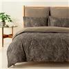 Tokokimo Copripiumino 220 x 240 con 2 federe 65 x 65 cm, motivo foglie tropicali, set da letto 220 x 240 cm, copripiumino con cerniere, marrone scuro