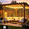 Lichtfam Tenda Luminosa Esterno, 6x3m 600 LED Cascata Luci con Spina, 8 Modalità Luci a Tenda per Esterno, Impermeabile Decorazioni Luminose per Giardino Balcone Vetrina Matrimonio
