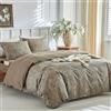Lekesky Set di biancheria da letto 135/150, 4 pezzi, copripiumino in microfibra 240x220 con lenzuolo con angoli 150x200+35, 2 federe 50x75, motivo con rami e foglie, marrone chiaro