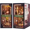 CUTEBEE Book Nook Kit - Casa Delle Bambole Fai da te in Miniature da Costruire, Agenzia Detective Rose Booknook Puzzle in Legno 3D, Decorazione della Libreria, Regali per Familiari e Amici