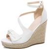 Asterisco Sandali da Donna Zeppa con Cinturino Alla Caviglia 240192 Sandals Bianco Numero 44 EU/46Cn