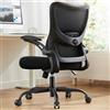 Marsail Sedia da ufficio ergonomica, con braccioli in poliuretano 3D e supporto lombare regolabile, regolabile in altezza e funzione basculante, sedia direzionale in rete, fino a 136 kg/300LBS