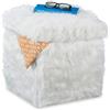 Relaxdays Contenitore Pouf A Cubo, Imbottito, Sgabello, Portaoggetti, 40 L, Puffo Quadrato, Hlp: 39 x 38 x 38 cm, Bianco