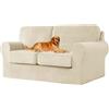 UNBBRRL Copridivano Ektorp Copri Divano in Velluto, Rivestimento Individuale del Cuscino E dello Schienale Salvadivano Lavabile Mobili Protector (Beige,Grande 3 posti 5 pz)