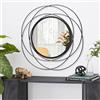 HLFMVWE Specchio rotondo da parete nero - Arte decorativa in metallo per camera da letto, soggiorno, bagno, ingresso - piccolo rotondo decorazione da parete per la casa, 40 x 40 cm