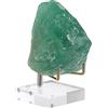 BTSKY Cavalletto per espositore con braccio in metallo dorato regolabile di medie dimensioni con base quadrata in acrilico, espositore per monete in corallo fossile agata minerale di roccia geodi