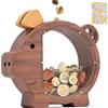 Summidate Salvadanaio in legno personalizzato per ragazzi ragazze bambini grandi banconote infrangibili cambio moneta barattolo risparmio di denaro regalo decorazione (walnut-piggybank-fba, XL)
