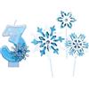 Lguaquanx Candeline Compleanno Numeri 3 Anni, Candela Froze 3 Anni, Candele di Compleanno con Numero di Fiocco di Neve e Argentato Glitter, Decorazioni per Feste Anniversari per Ragazze