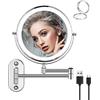 jutyum Specchio cosmetico con Ingrandimento, a LED da barba da parete girevole a 360° per bagno con illuminazione 1X / 10X