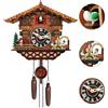 Clickovia Orologio a cucù realizzato a mano in legno con uccello funzionale, orologio da parete con controllo del volume, orologio da parete tradizionale al quarzo, antico, decorazione per soggiorno