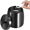 Litimkat Posacenere, posacenere da esterno con coperchio, in acciaio inox antiscivolo, adatto per casa, ufficio, scrivania, terrazza, balcone esterno (nero)