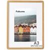 Feihorrm Cornice portafoto in legno massello A3 rovere, con vetro temperato, per foto da 29,7 x 42 cm senza passepartout o foto da 20 x 28,7 cm con passepartout (beige, A3 (29,7 x 42 cm)/1 x)