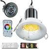 Planetitaly Set 2 Faretto incasso Box Doccia, Bagno Turco, Sauna, Vasca, Bassa tensione 24V, Tenuta Stagna IP65, 2X6W LED Dimmerabile, Regolazione Luce RGB-4000K, Cromoterapia Giochi Luce, (Tondo, 2pz)