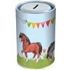 Grätz Verlag Salvadanaio a forma di cavallo, per bambini, scatola di latta con cavalli per ragazze, idea regalo per compleanno, inizio della scuola e altre occasioni