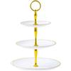 Wagoodter Supporto per cupcake a 3 livelli Wagoodter Supporto per cupcake da dessert in plastica per servire cupcake, frutta, cioccolatini e altro ancora (Bianco Tondo)