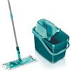 Leifheit Set Combi M micro duo mit rückenschonendem Wischer, Wischtuchpresse für effektives Auswringen, 12L Putzeimer, reinigungsstarker Wischmopp für Fliesen und Laminat mit Click-System
