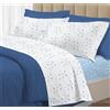 Riad Arredo Set Completo Letto 100% Cotone Percalle Italiano - Set Lenzuola Morbido Delicato Made in Italy (Goccia Azzurro, Una Piazza E Mezzo)
